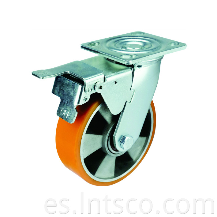 Heavy Duty PU on Aluminum Total Brake Casters